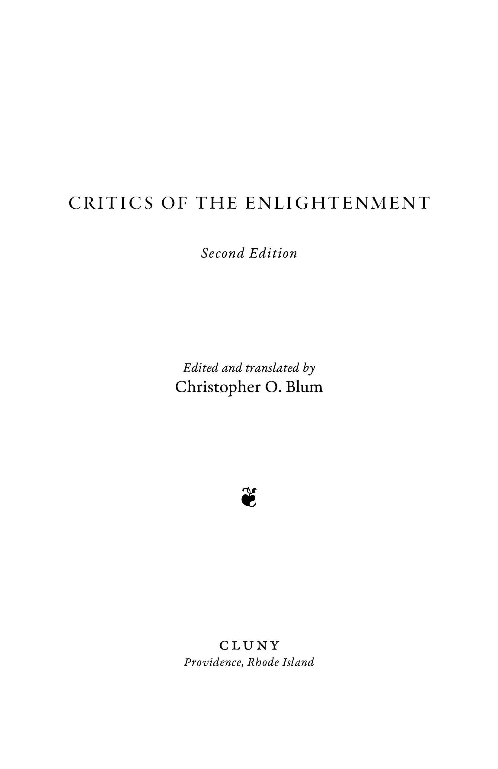 Critics of the Enlightenment - ClunyMedia