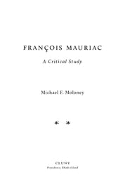 François Mauriac: A Critical Study