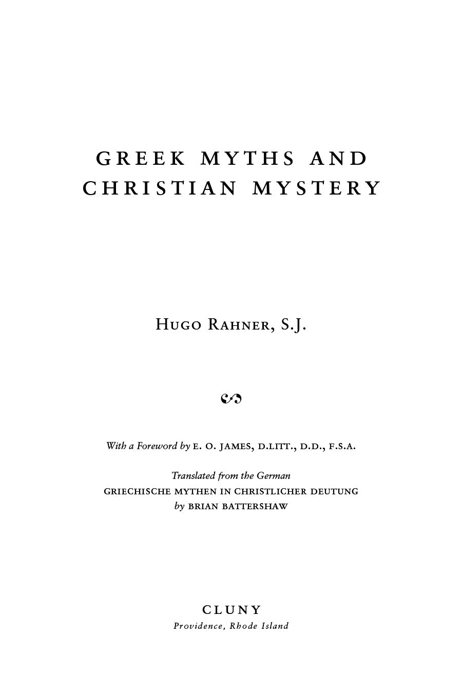 Greek Myths and Christian Mystery