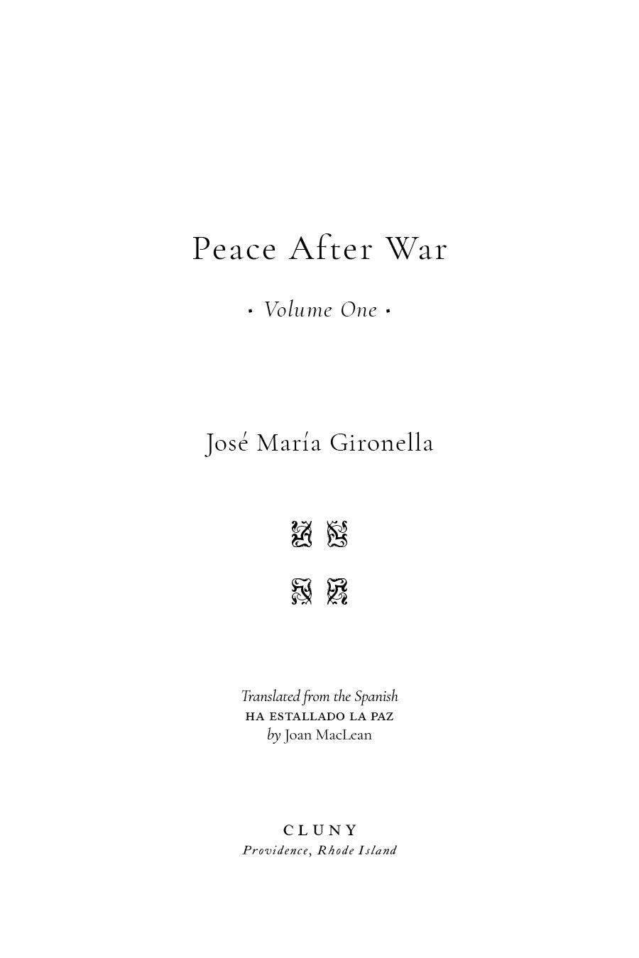 Peace After War, Vol. I
