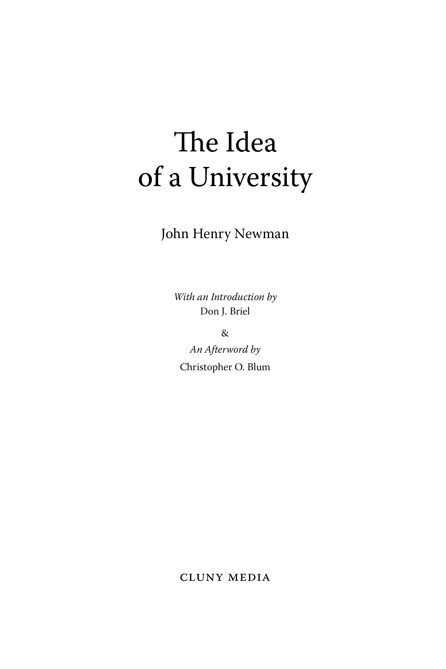 The Idea of a University