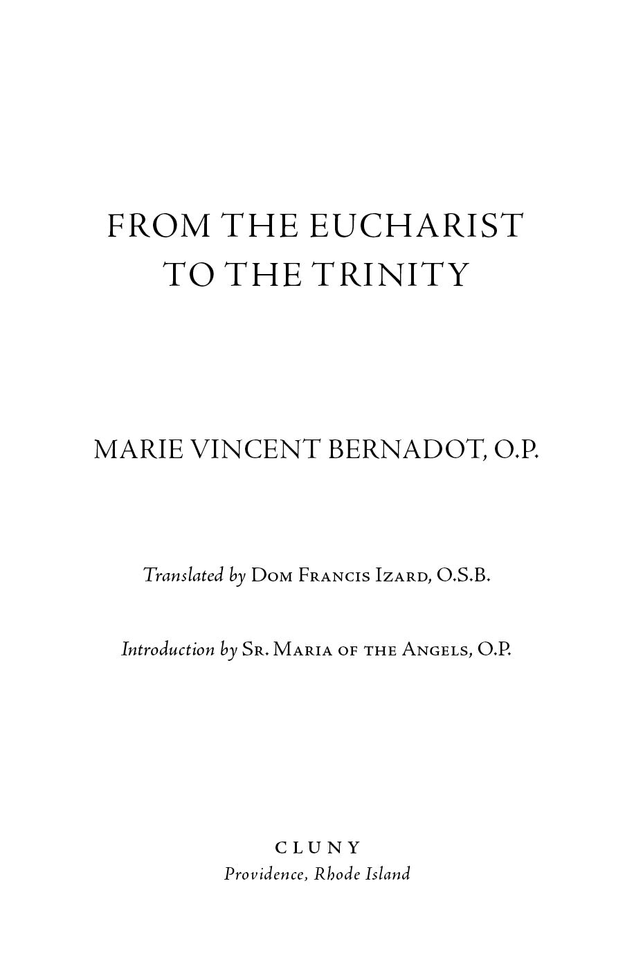 From the Eucharist to the Trinity