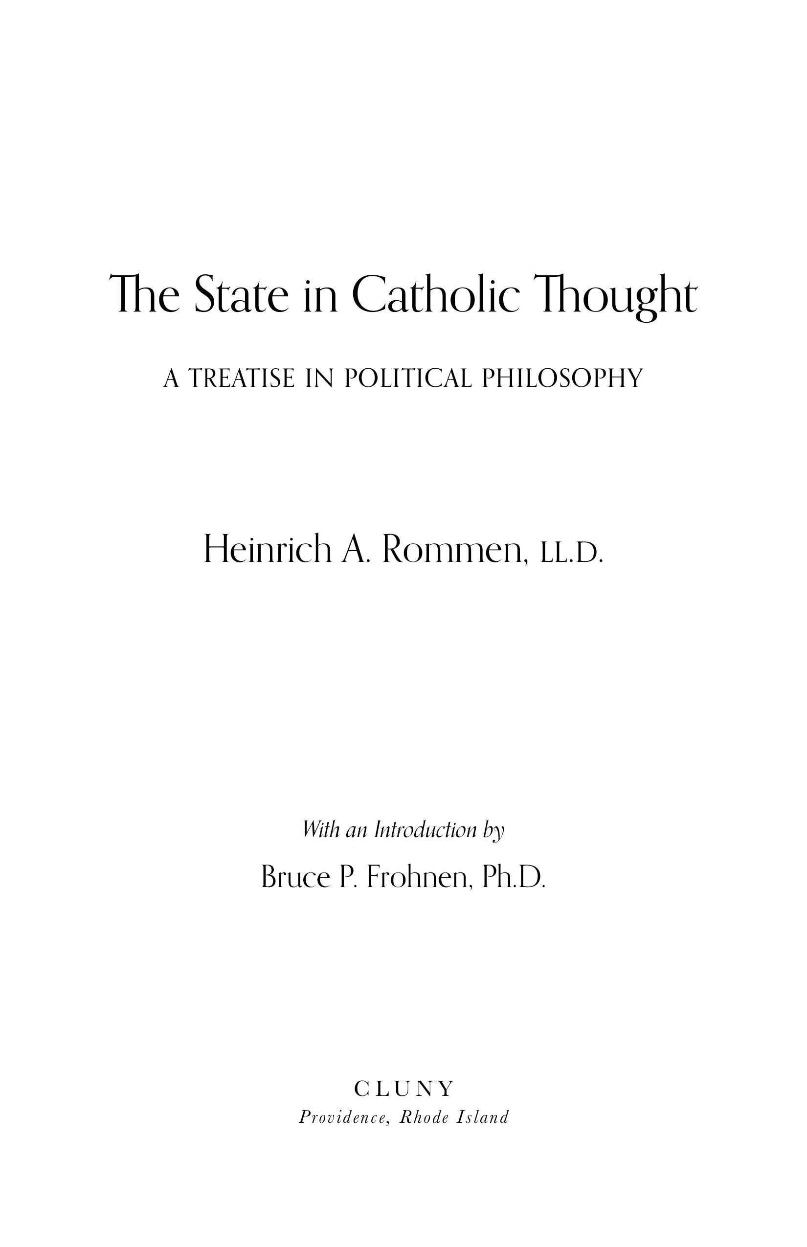 The State in Catholic Thought