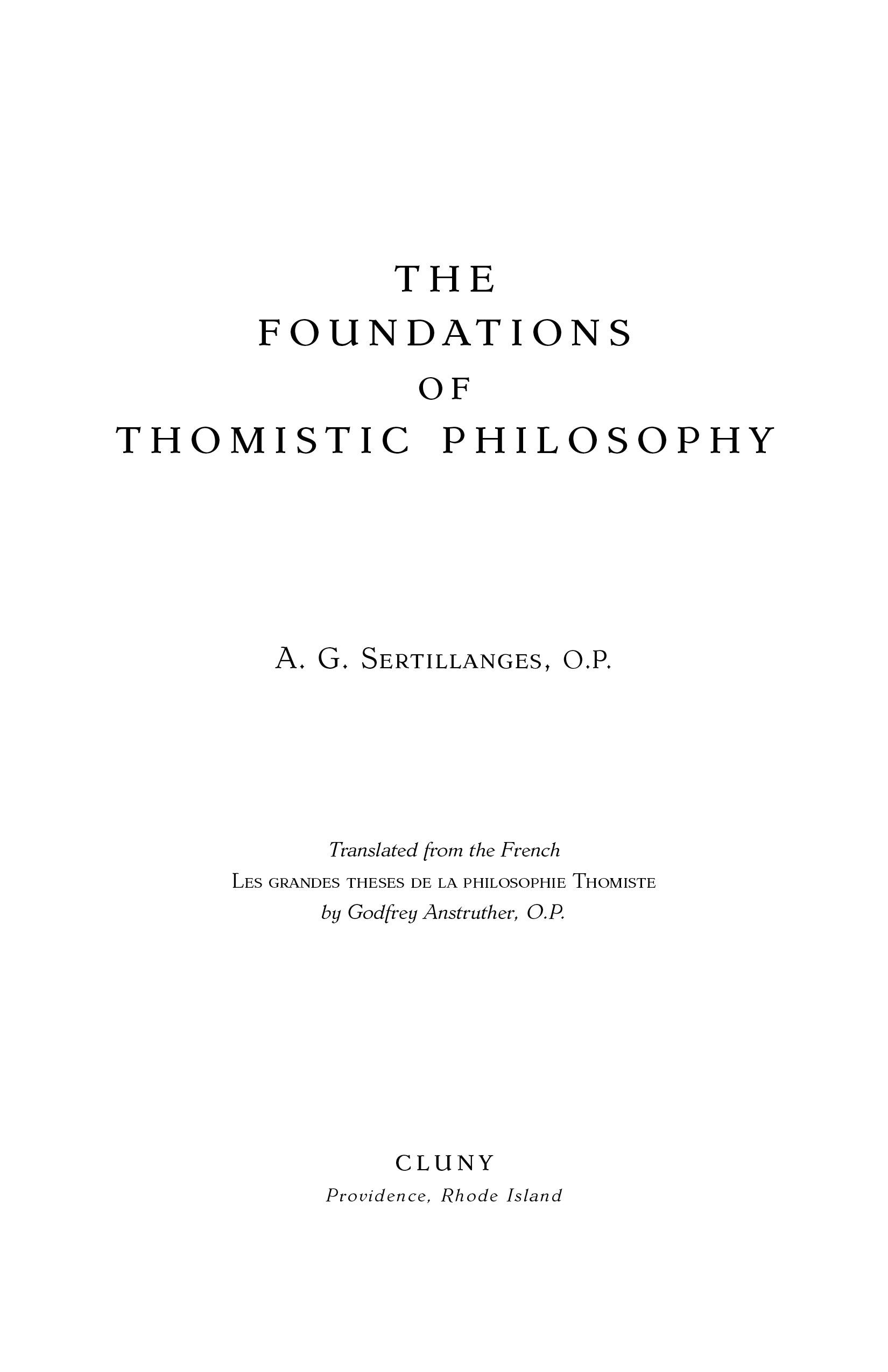 The Foundations of Thomistic Philosophy