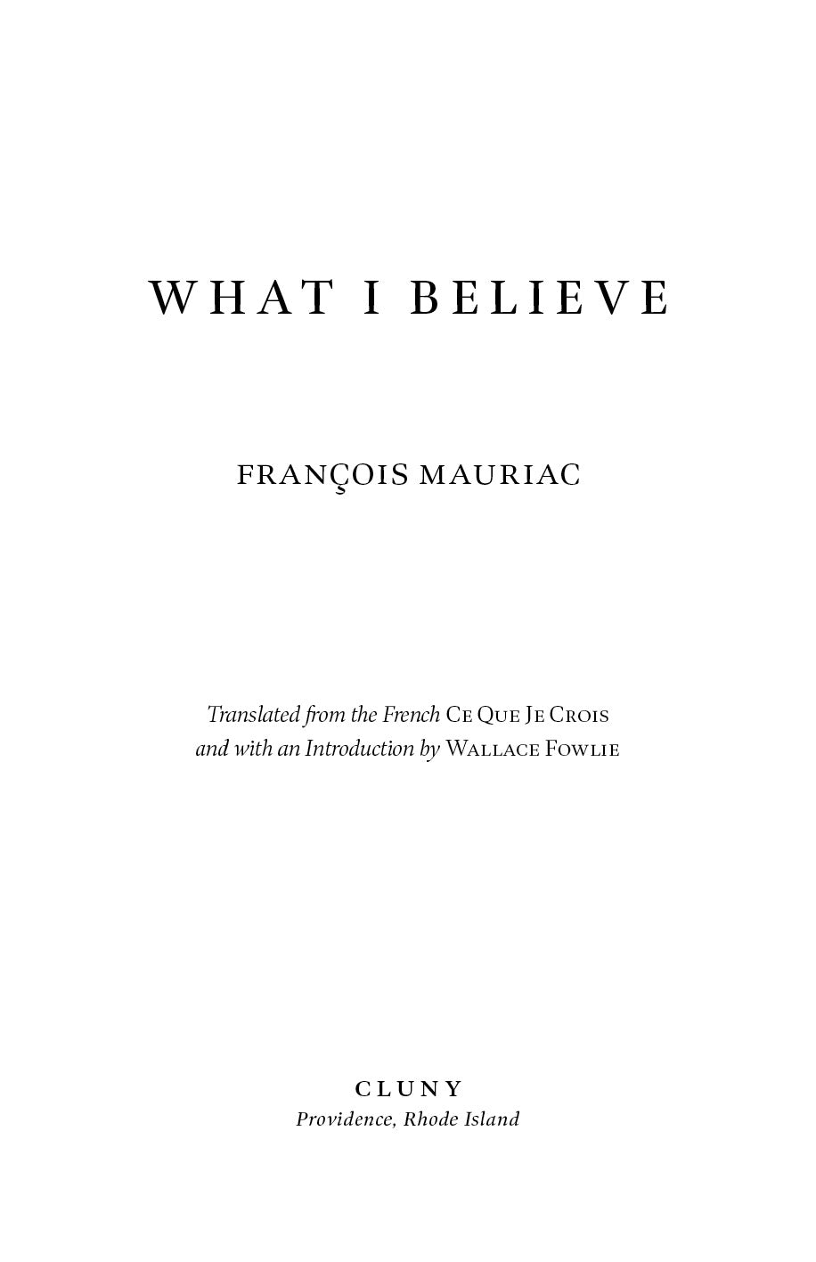 What I Believe