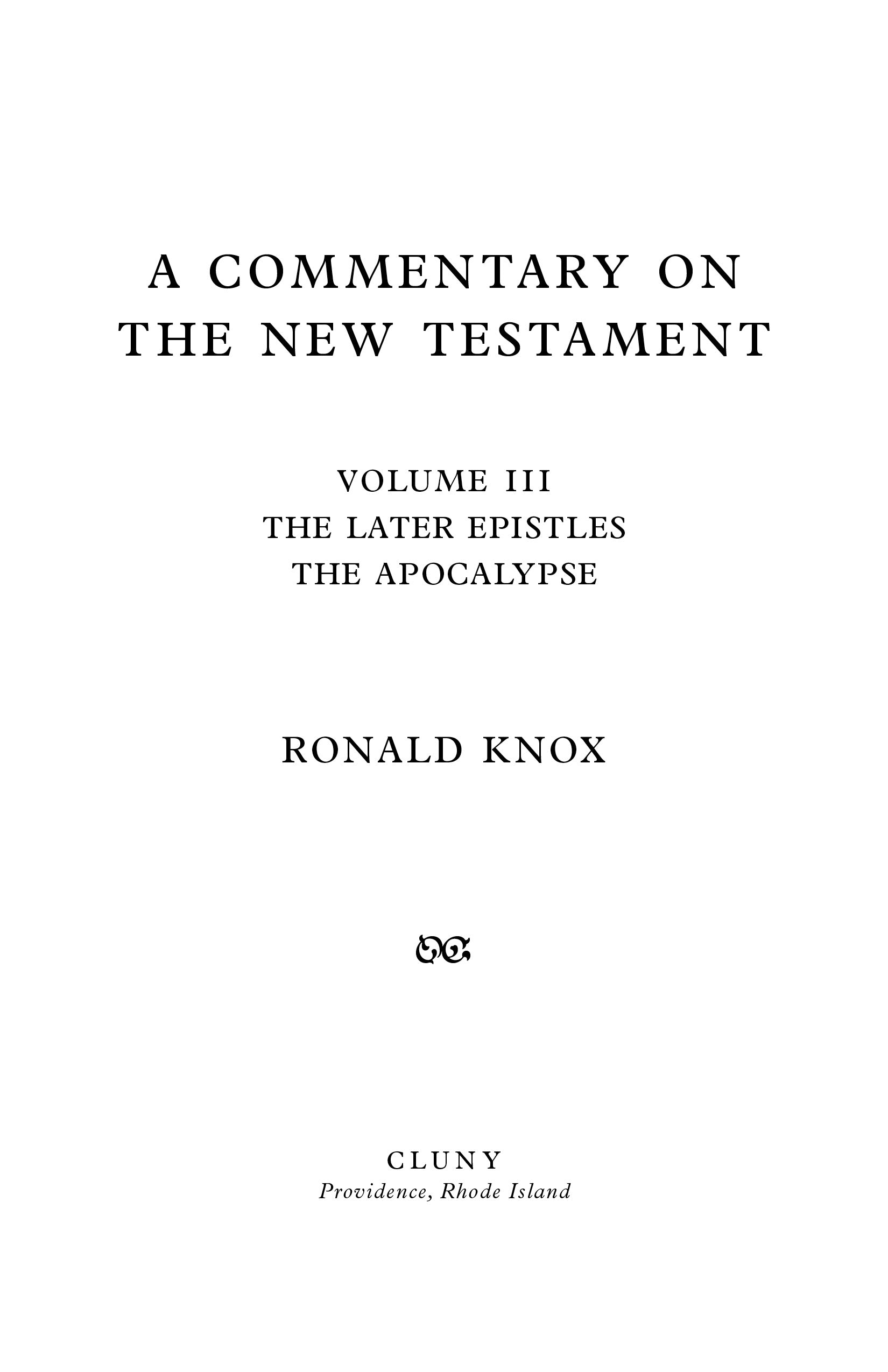 A Commentary on the New Testament (Volume III)