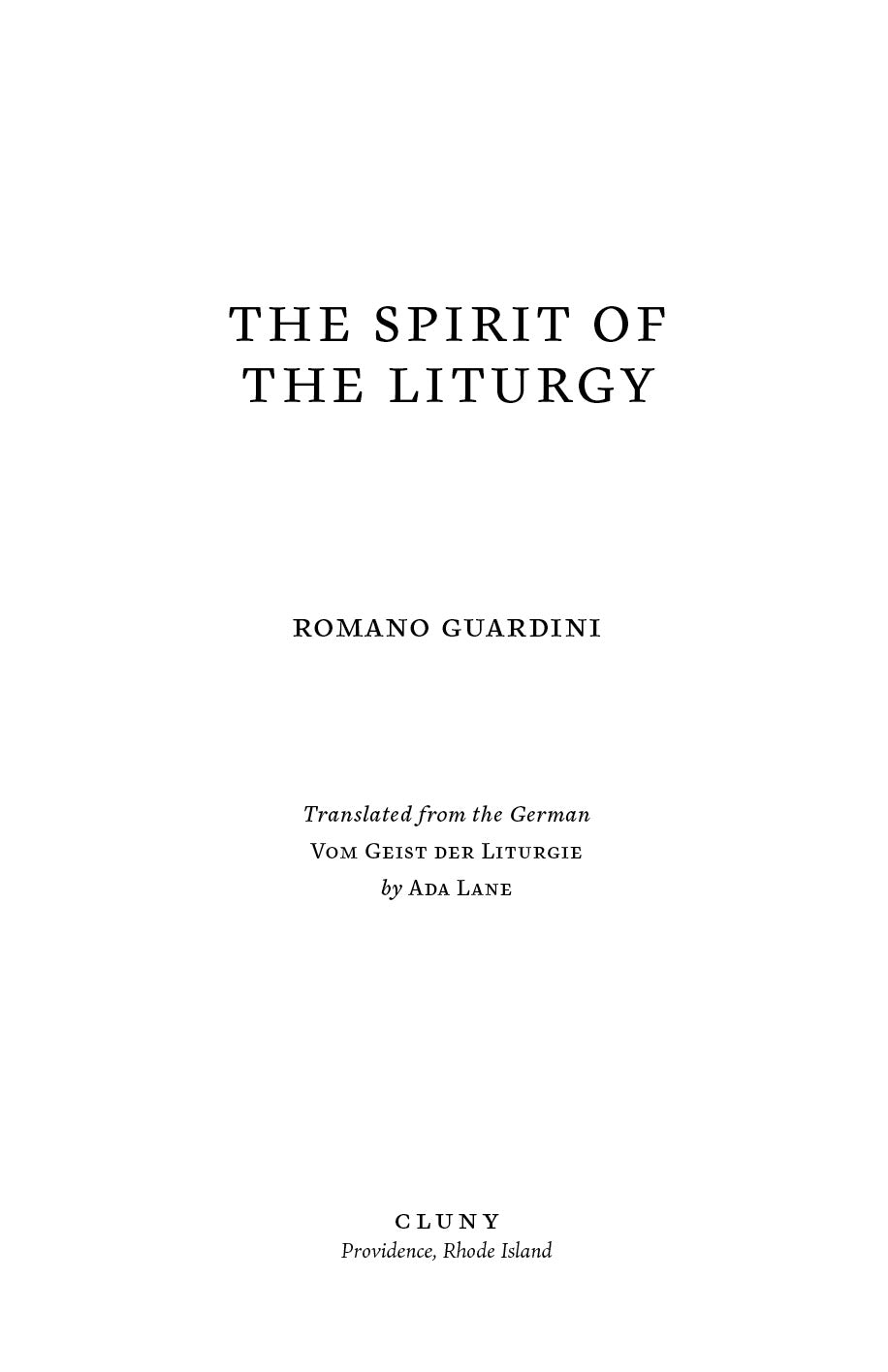 The Spirit of the Liturgy