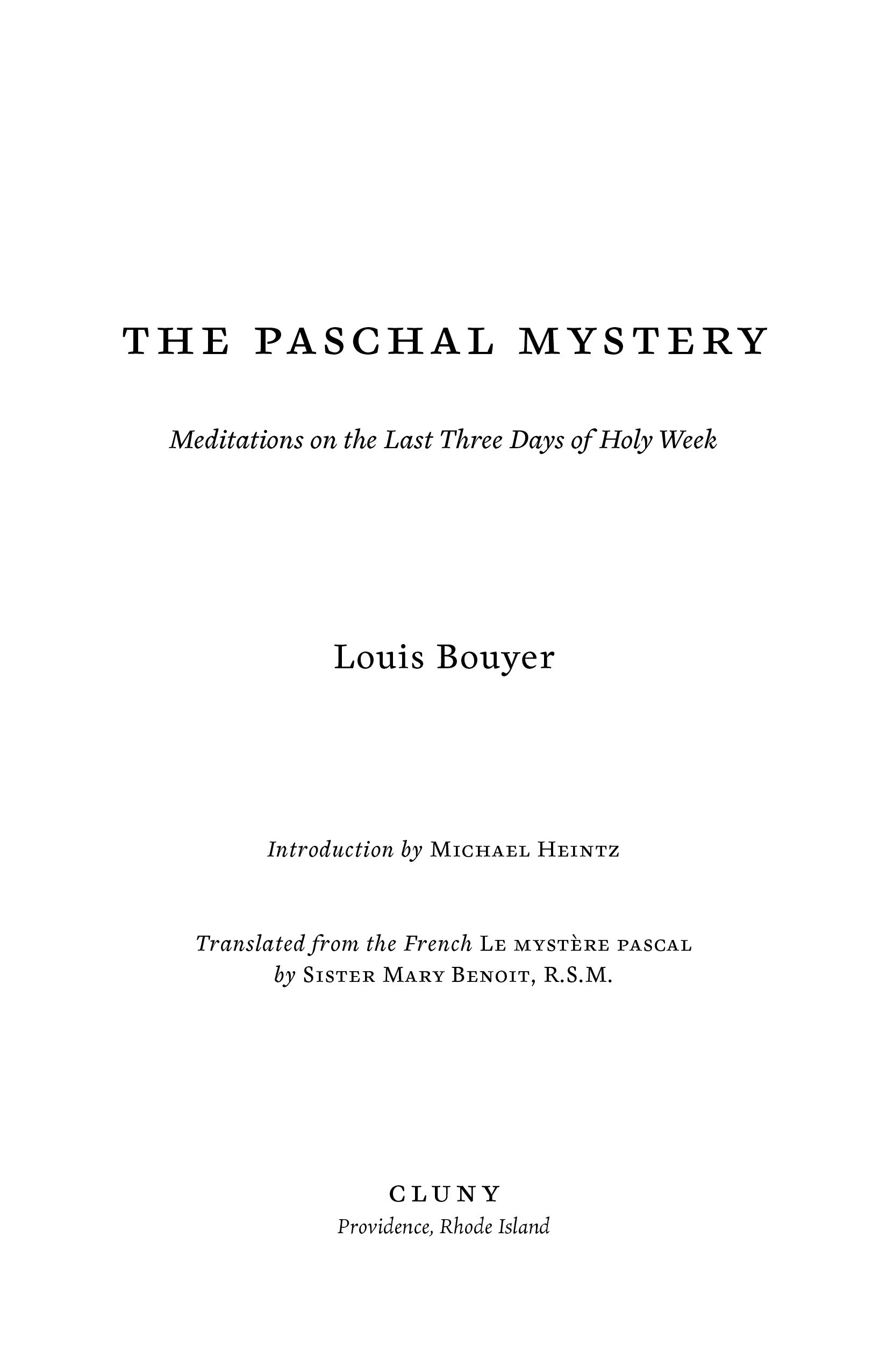 The Paschal Mystery: Meditations on the Last Three Days of Holy Week
