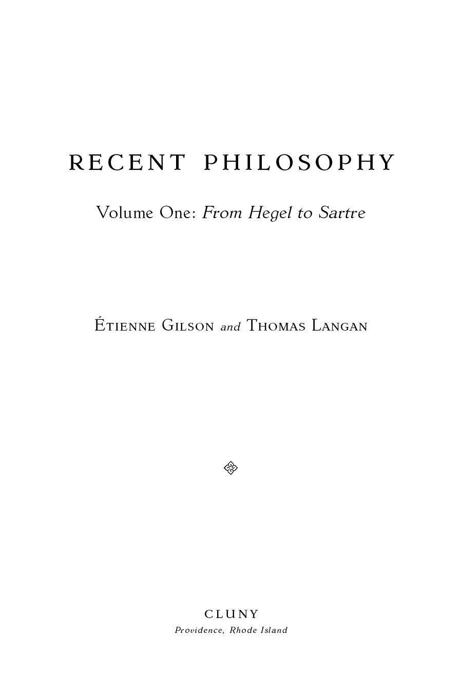Recent Philosophy