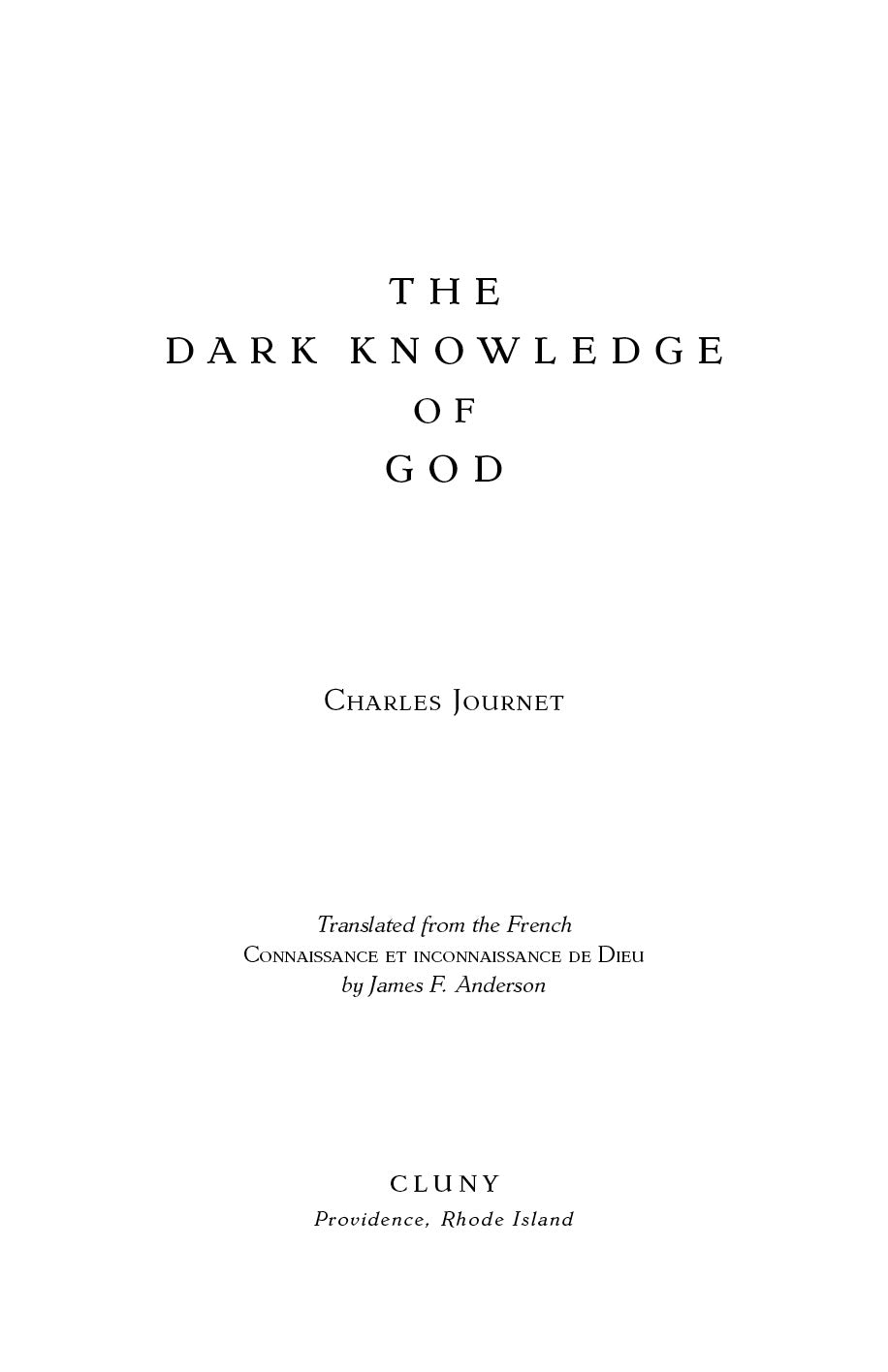 The Dark Knowledge of God
