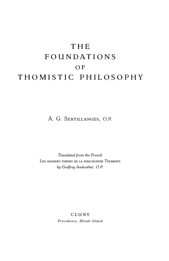 The Foundations of Thomistic Philosophy