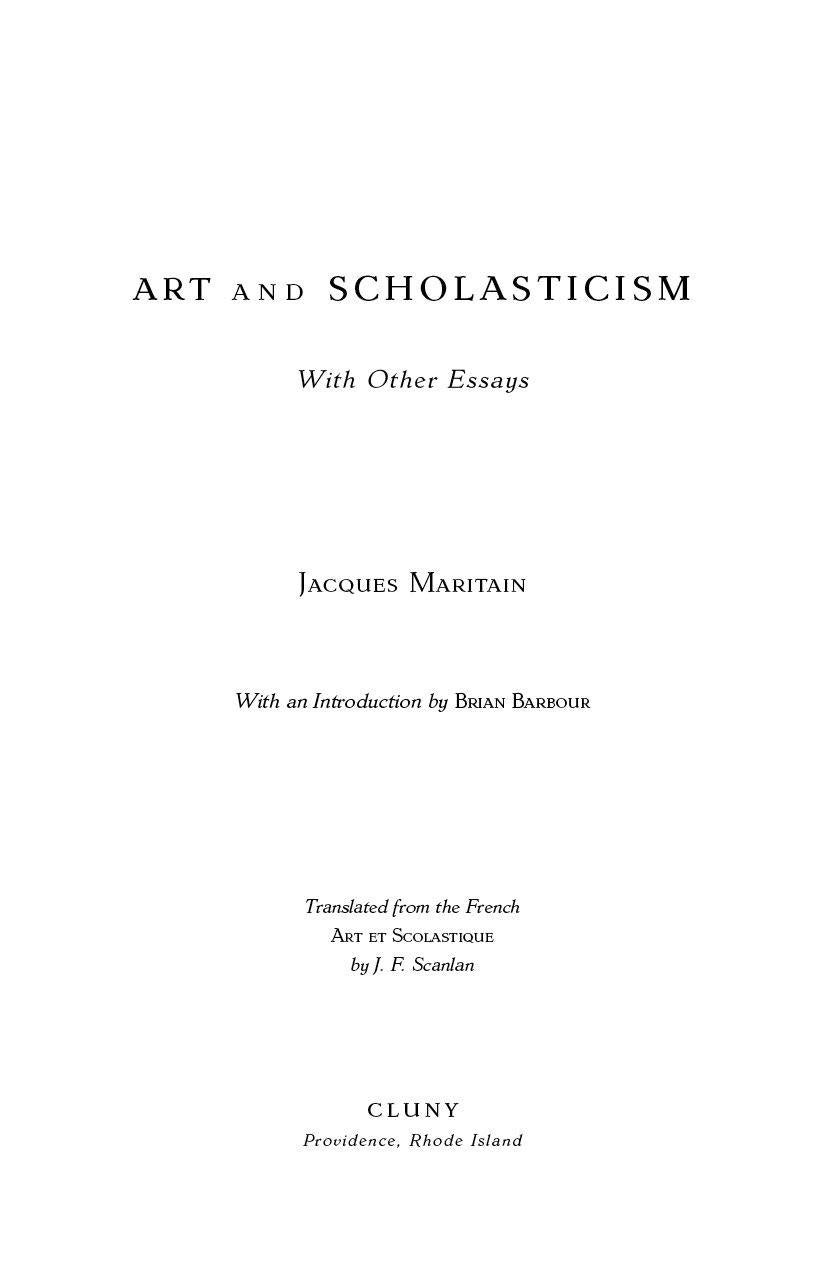 Art & Scholasticism - ClunyMedia