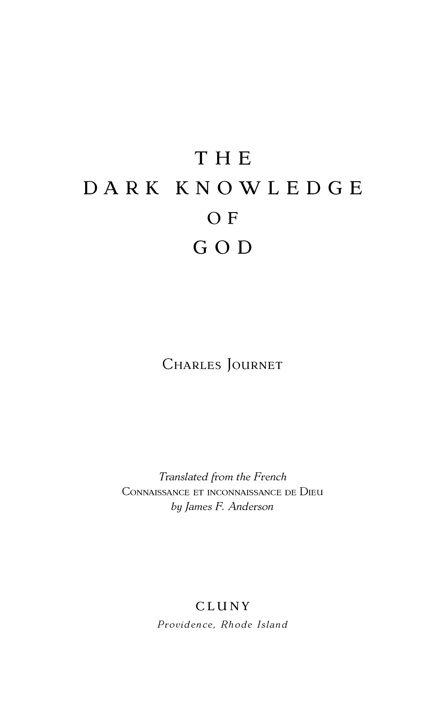 The Dark Knowledge of God