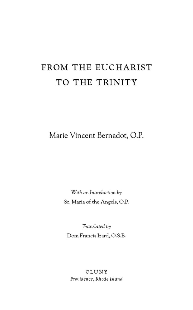 From the Eucharist to the Trinity