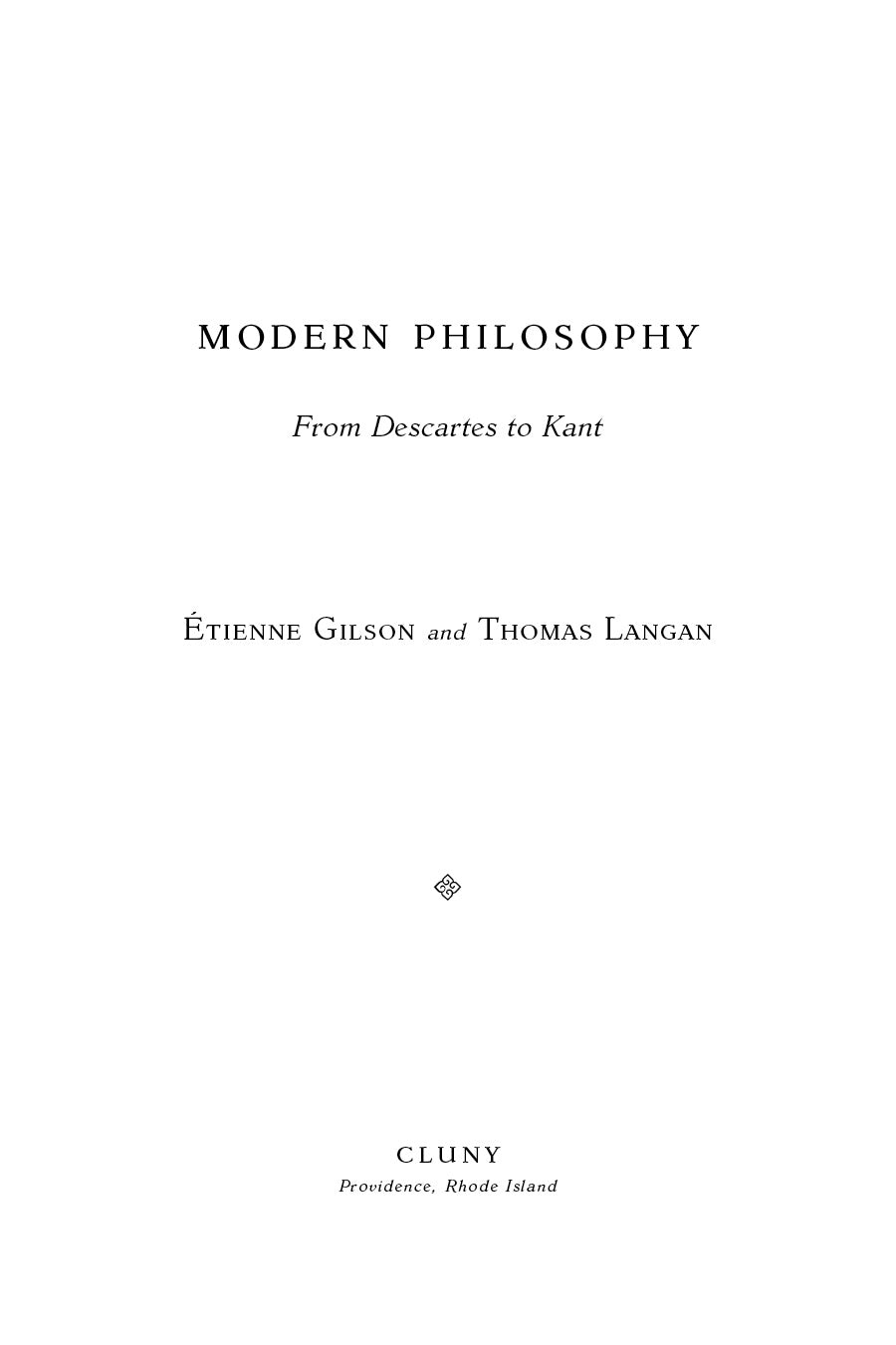Modern Philosophy: From Descartes to Kant